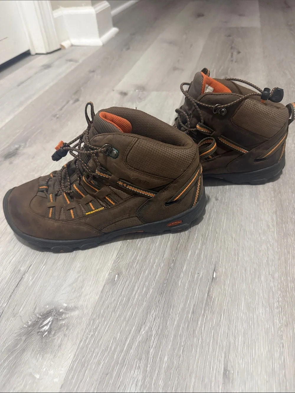 Keen Brown Outdoor Hiking Boots with Orange Accents